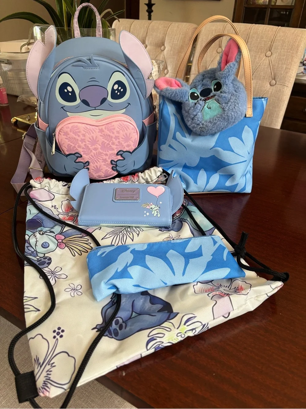 Disney Stitch Loungefly Backpack with Wallet Beach Bag & Accessories NWOT